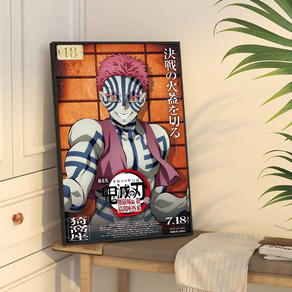 Akaza Demon Slayer Premium Anime Poster – HD Waterproof Wall Art Decor